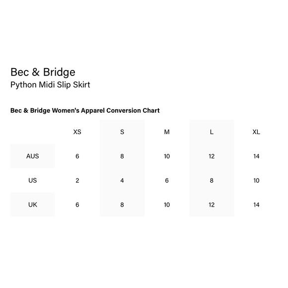 Bec and Bridge Python Midi Slip Skirt Cream Gray Womens US 10 New Snake Print - Picture 9 of 11